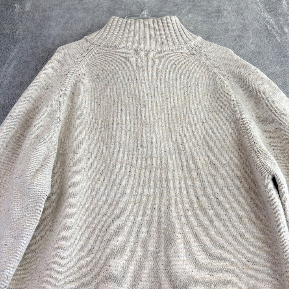 Goodfellow & Co Mens L Beige Speckled Sweater Mock Neck Button Pullover Academia - Picture 5 of 10